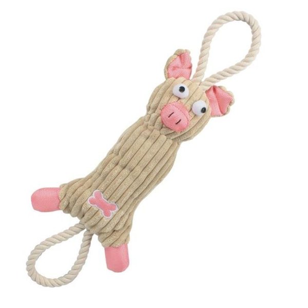 Pet Life Pet Life DT7PK Jute And Rope Plush Pig Pet Toy - Pink; One Size DT7PK